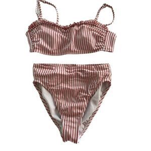 Xhilaration Strapless Red White Stripe bikini set MEDIUM TOP,  Bottom XSMALL